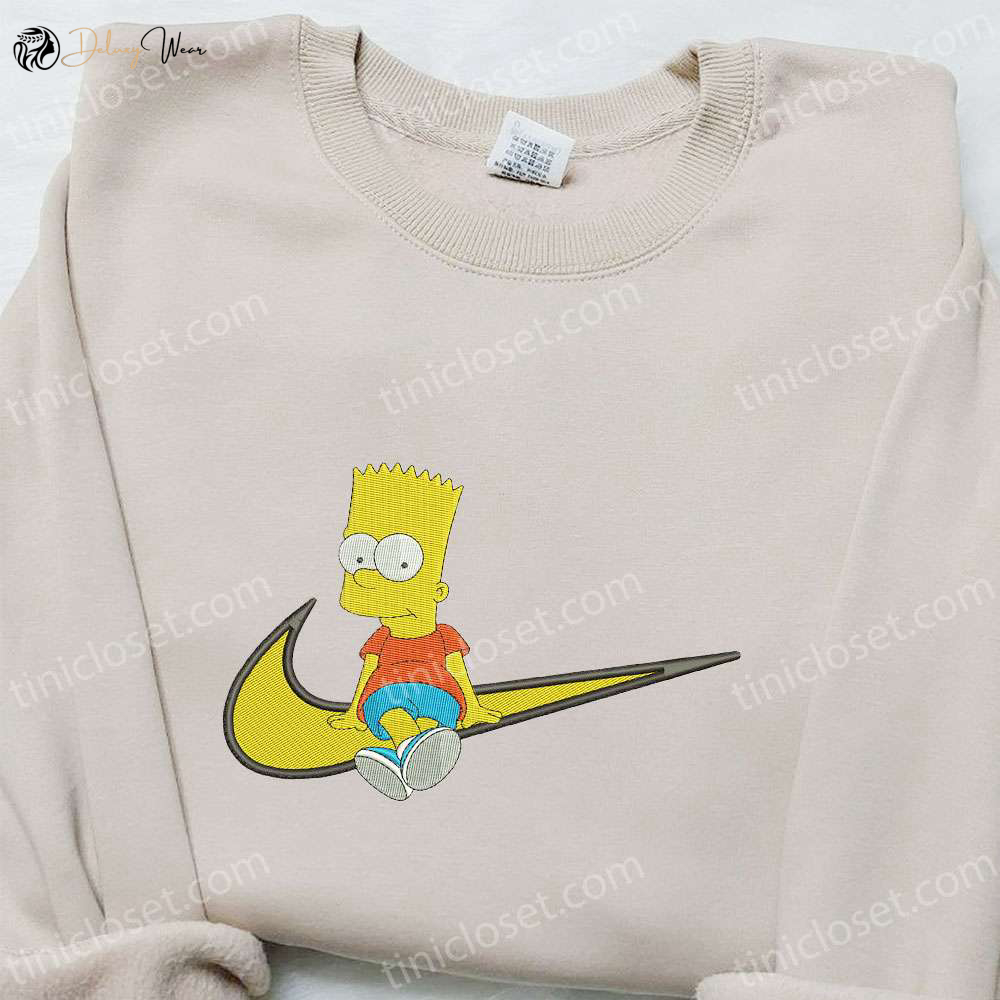 Swoosh x Bart Simpson Hoodie: Cartoon Embroidered Hoodie Best Gift for Family