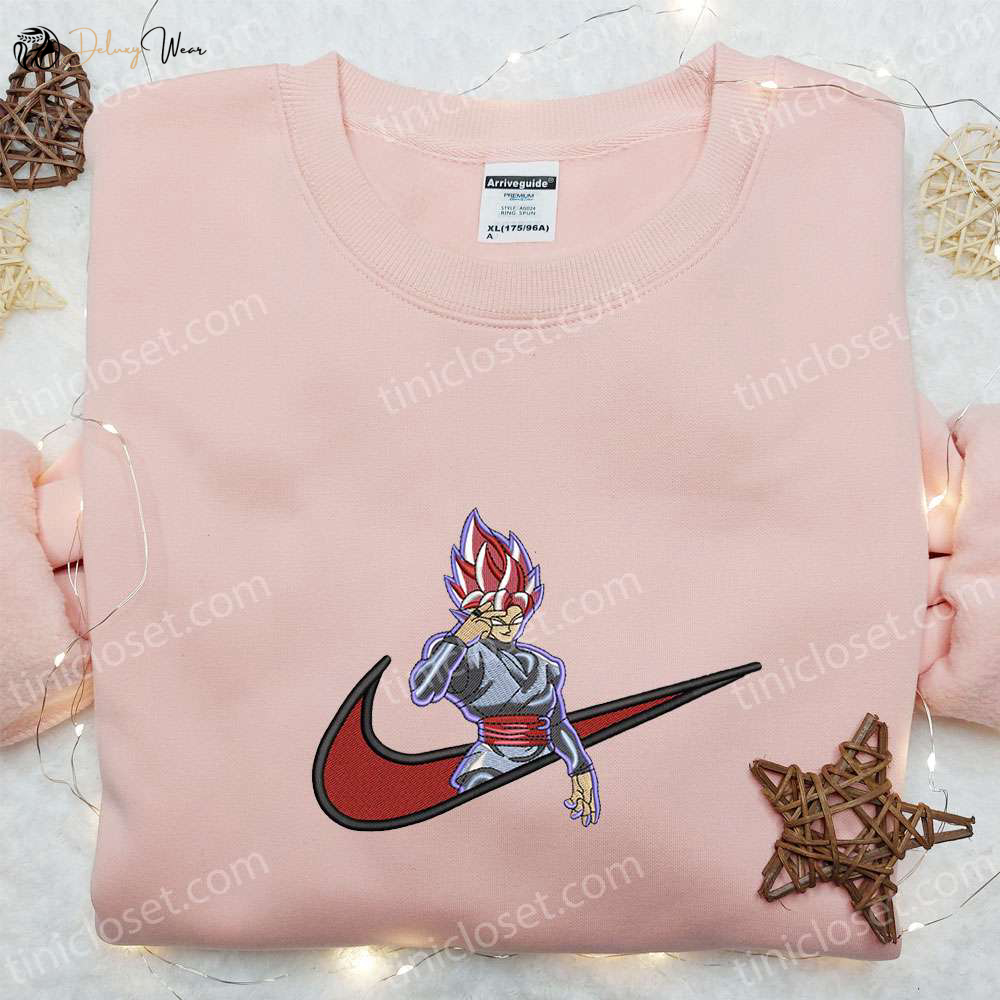 Swoosh x Black Goku Anime Hoodie – Nike Inspired Embroidered & Perfect Family Gift