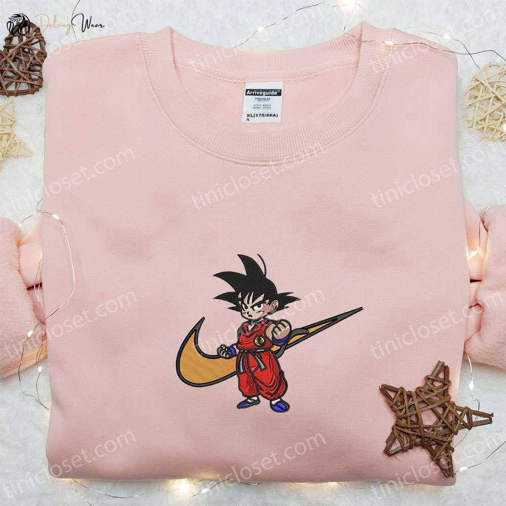 Swoosh x Goku Kid Anime Embroidered Hoodie: Best Family Gift Custom Nike T-shirt
