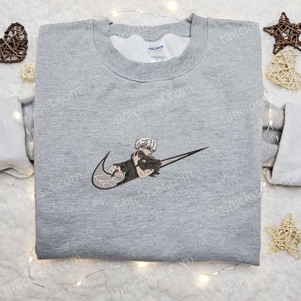 Swoosh x Ken Kaneki Embroidered Hoodie – Cool Anime Clothing & Best Family Gift Ideas