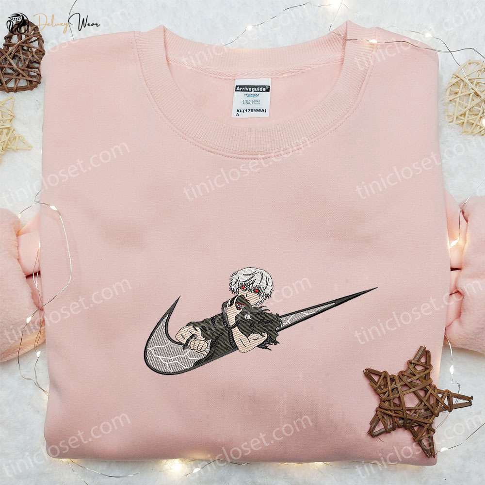 Swoosh x Ken Kaneki Embroidered Hoodie – Cool Anime Clothing & Best Family Gift Ideas