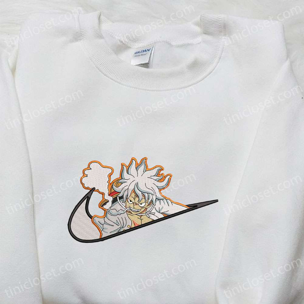 Swoosh x Monkey D Luffy Gear 5 Embroidered Sweatshirt: One Piece Shirt Perfect Family Gift