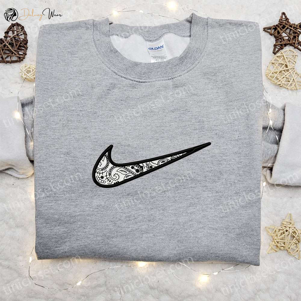 Swoosh x Ornament Embroidered Hoodie Custom Sweatshirt & T-shirt Nike Inspired Embroidery