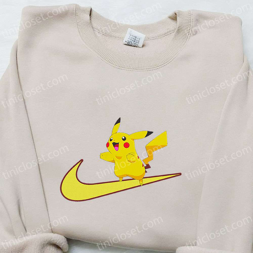 Swoosh x Pikachu Anime Embroidered Hoodie – Cool Anime Clothing Perfect Family Gift Idea