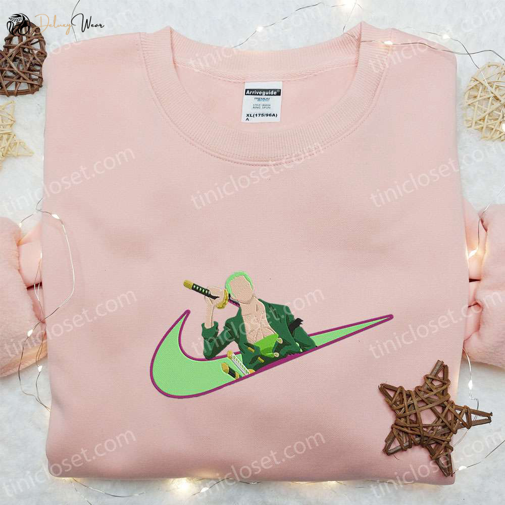 Swoosh x Roronoa Zoro Anime Hoodie: Cool Embroidered Clothing Perfect Family Gift!