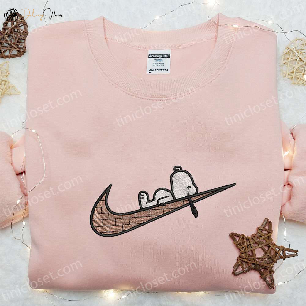 Exclusive Swoosh x Snoopy Embroidered Shirt Disney Hoodie & Custom Nike T-shirt