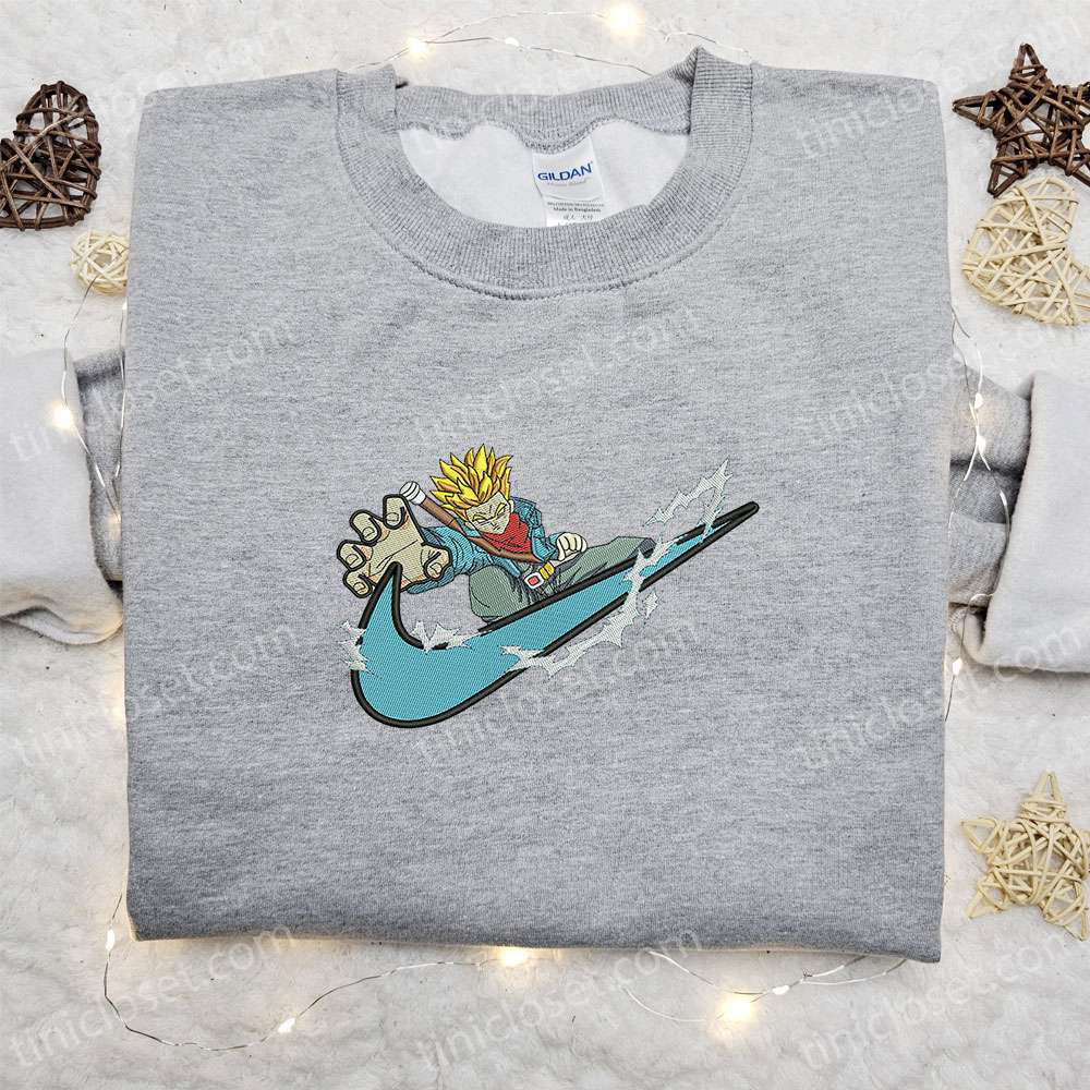 Swoosh x Trunks Anime Embroidered Hoodie Dragon Ball & Nike Inspired Shirt