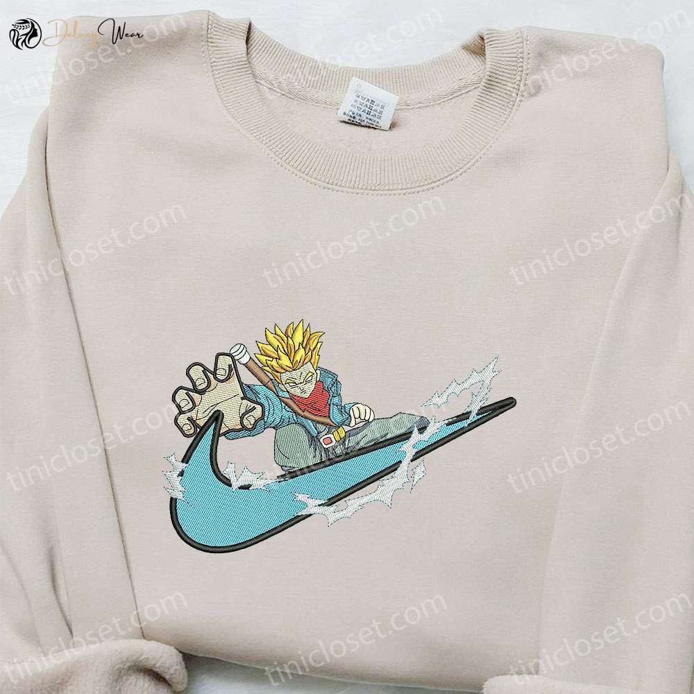 Swoosh x Trunks Anime Embroidered Hoodie Dragon Ball & Nike Inspired Shirt