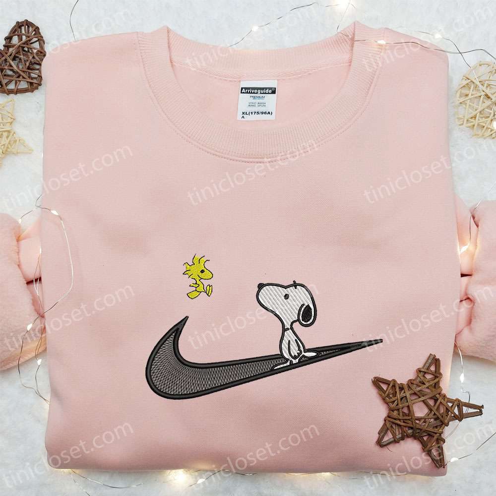 Swoosh x Woodstock & Snoopy Cartoon Shirt Disney Hoodie Custom Nike T-shirt