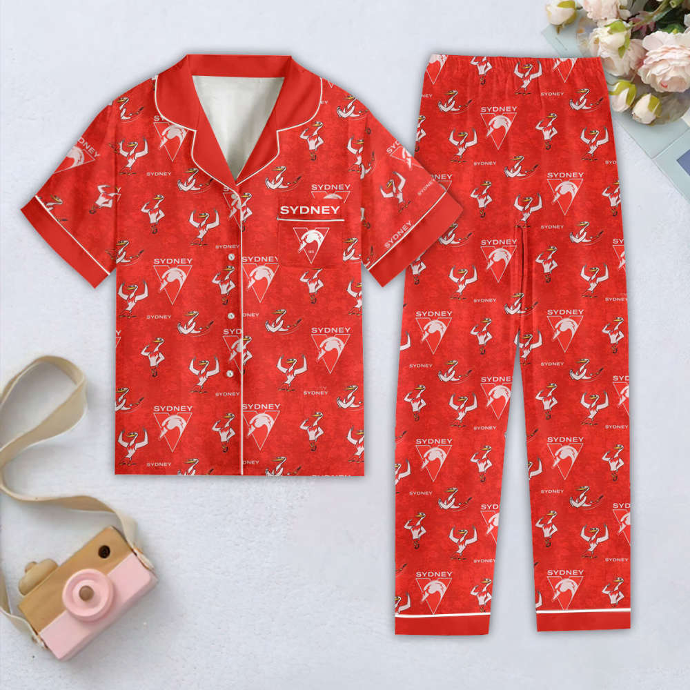 Sydney Swans Women Short Sleeve Pajamas Set – Gift for Women – Christmas Gift