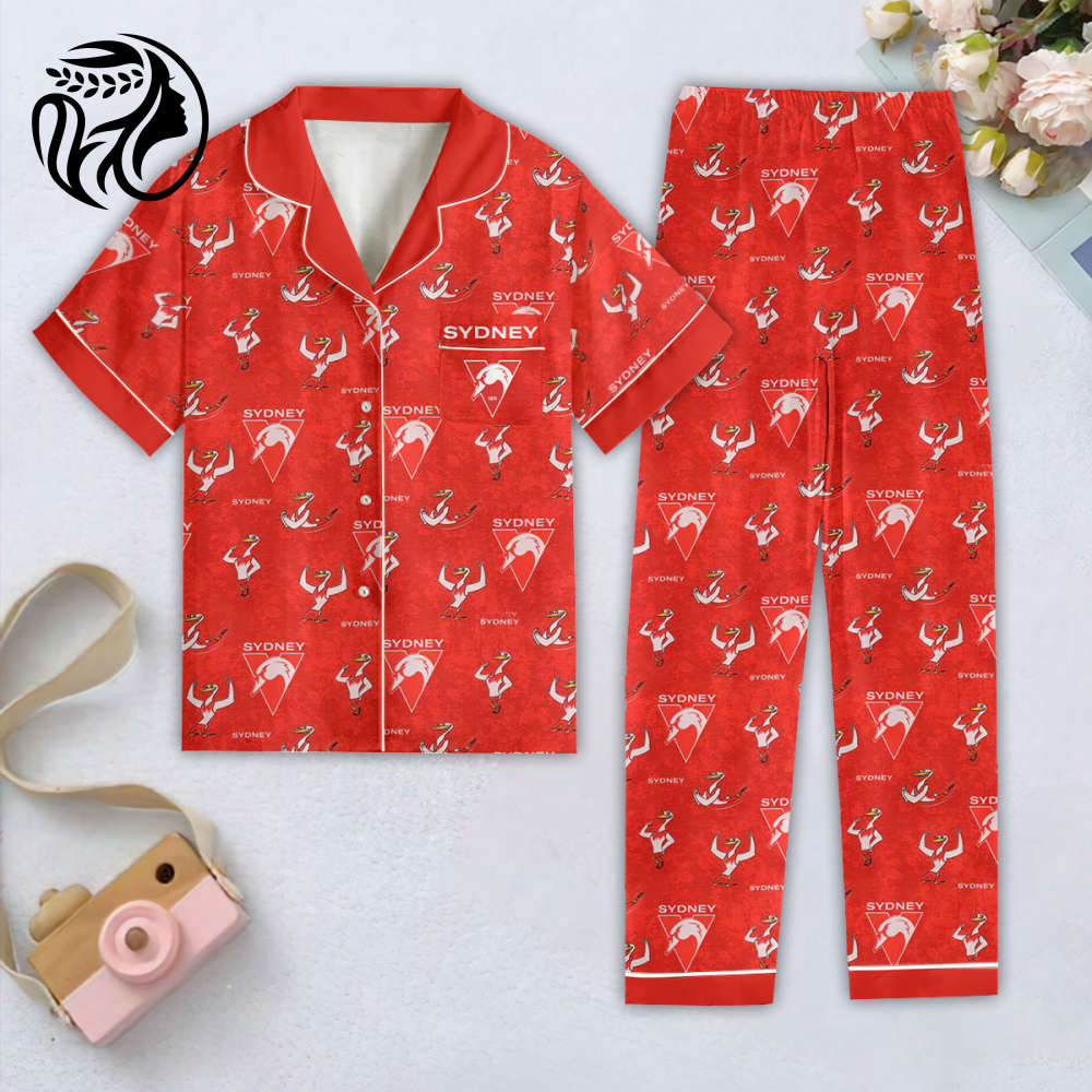 Sydney Swans Women Short Sleeve Pajamas Set – Gift for Women – Christmas Gift