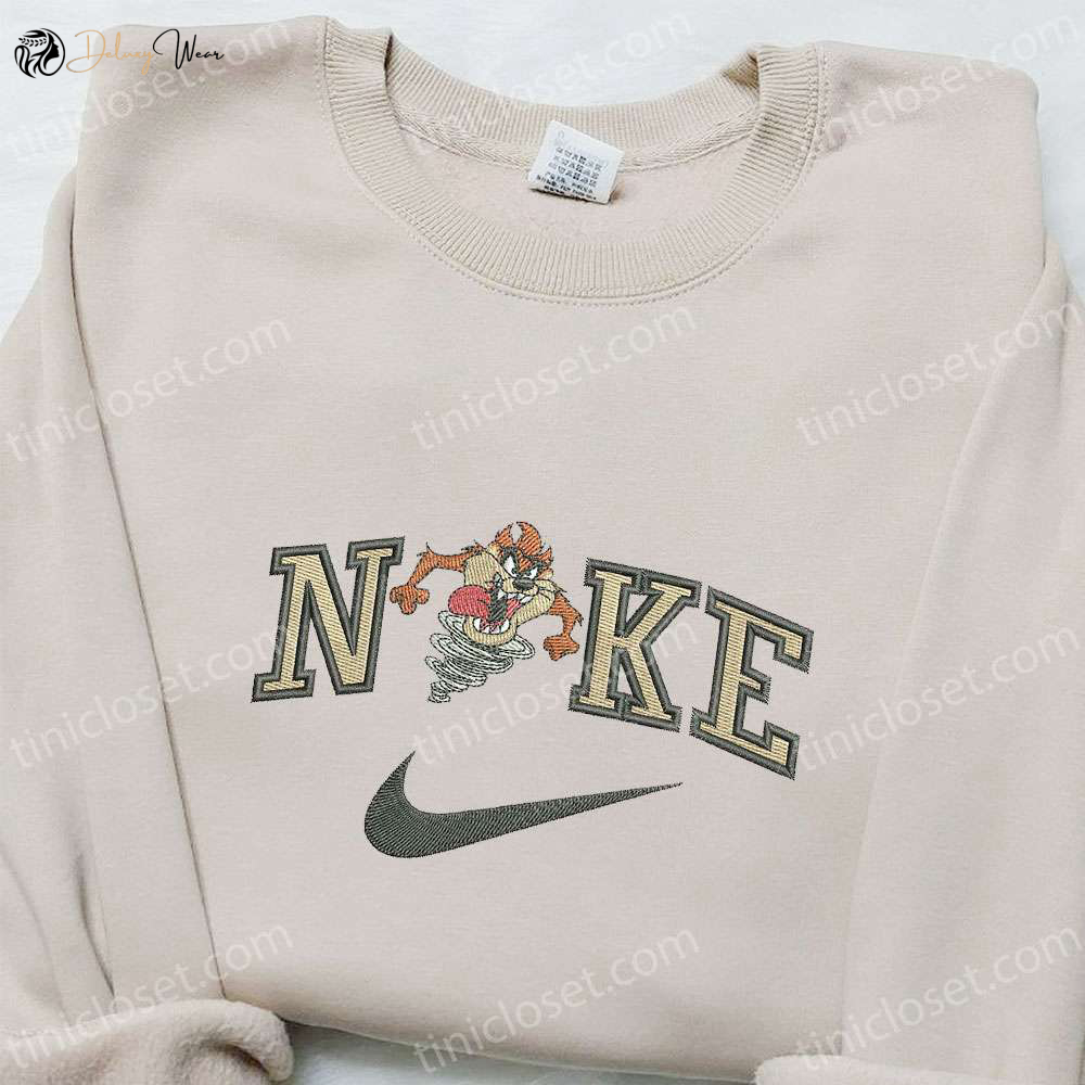 Custom Nike Embroidered T-Shirt: Tasmanian Devil x Nike & Disney Characters Cartoons