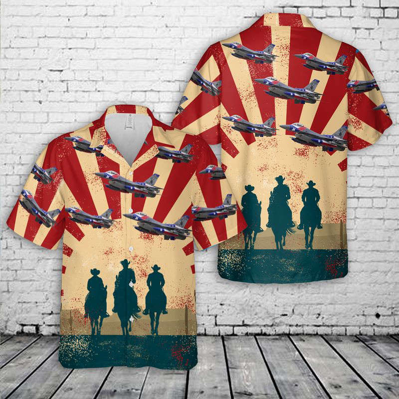 Texas Air National Guard 182d Fighter Squadron F-16 Fighting Falcon Hawaiian Shirt Gift for Men Dad Father Gift for Men Dad Father