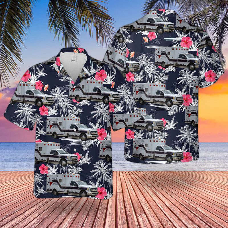 Texas EMS Hawaiian Shirt Gift for Men Dad Father Gift for Men Dad Father