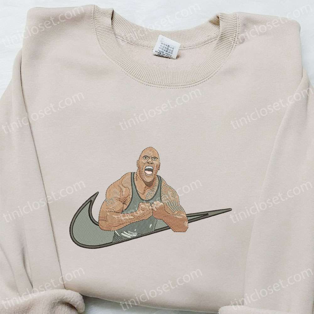 The Rock x Swoosh Celebrity Embroidered Hoodie: Nike Inspired Shirt Perfect Family Gift