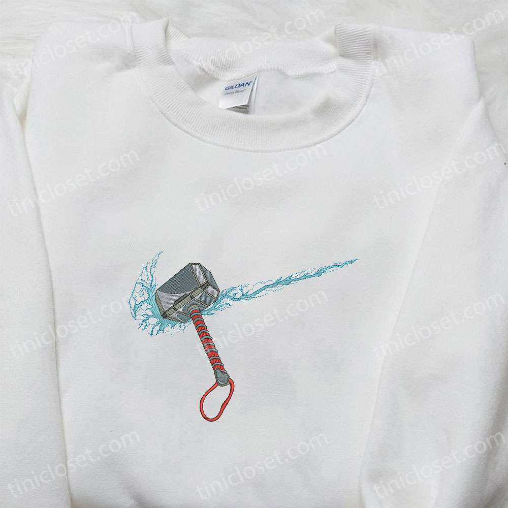 Marvel Cinematic Universe Thor Hammer x Swoosh Movie Hoodie: Best Family Gift with Embroidered Design