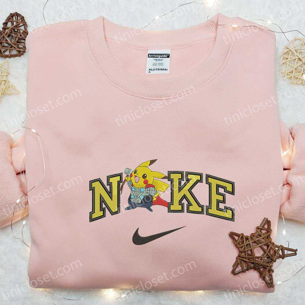 Thor Pikachu x Nike Anime Embroidered Hoodie: Marvel Universe Gift Ideas for Family