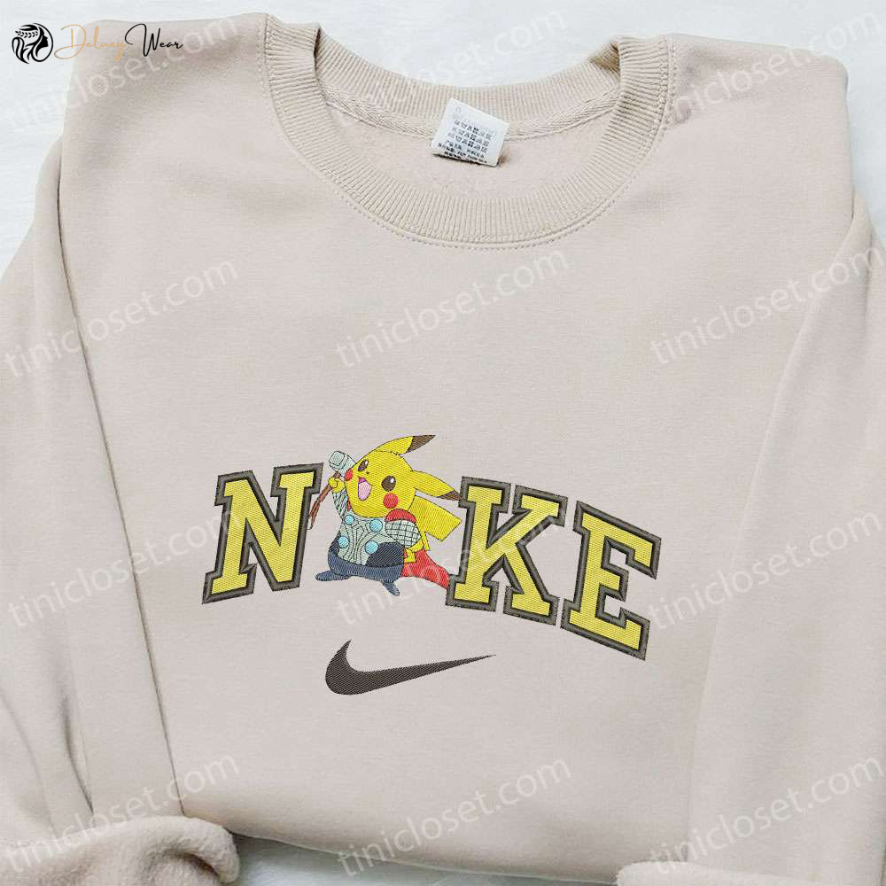 Thor Pikachu x Nike Anime Embroidered Hoodie: Marvel Universe Gift Ideas for Family