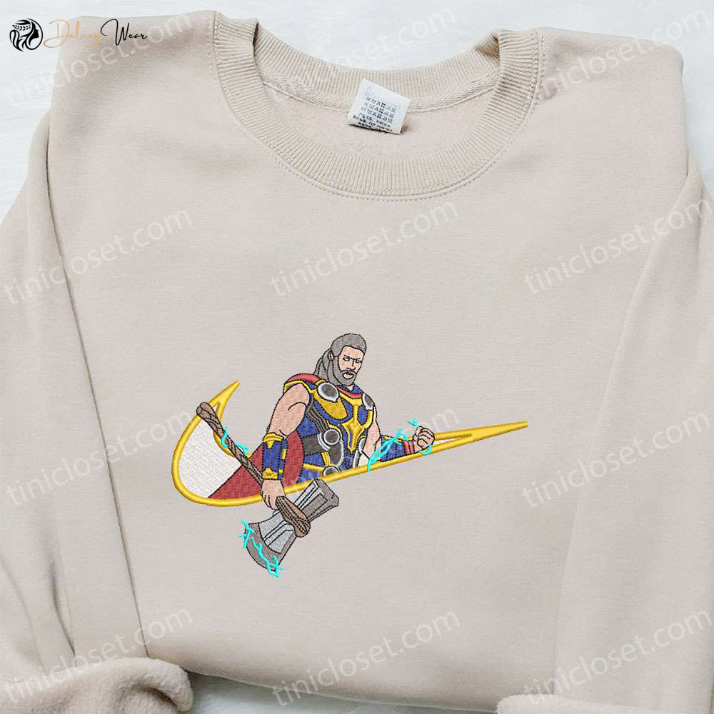 Thor x Swoosh Movie Embroidered Hoodie: Marvel Universe s Best Gift Idea for Family