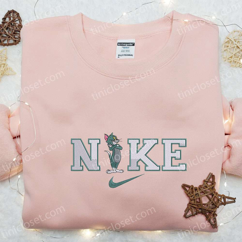 Tom Cat x Nike Cartoon Embroidered Hoodie: Best Family Gift with Tom and Jerry Design