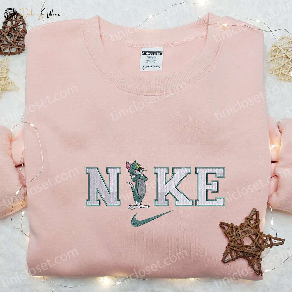 Tom Cat x Nike Cartoon Embroidered Hoodie: Best Family Gift with Tom and Jerry Design