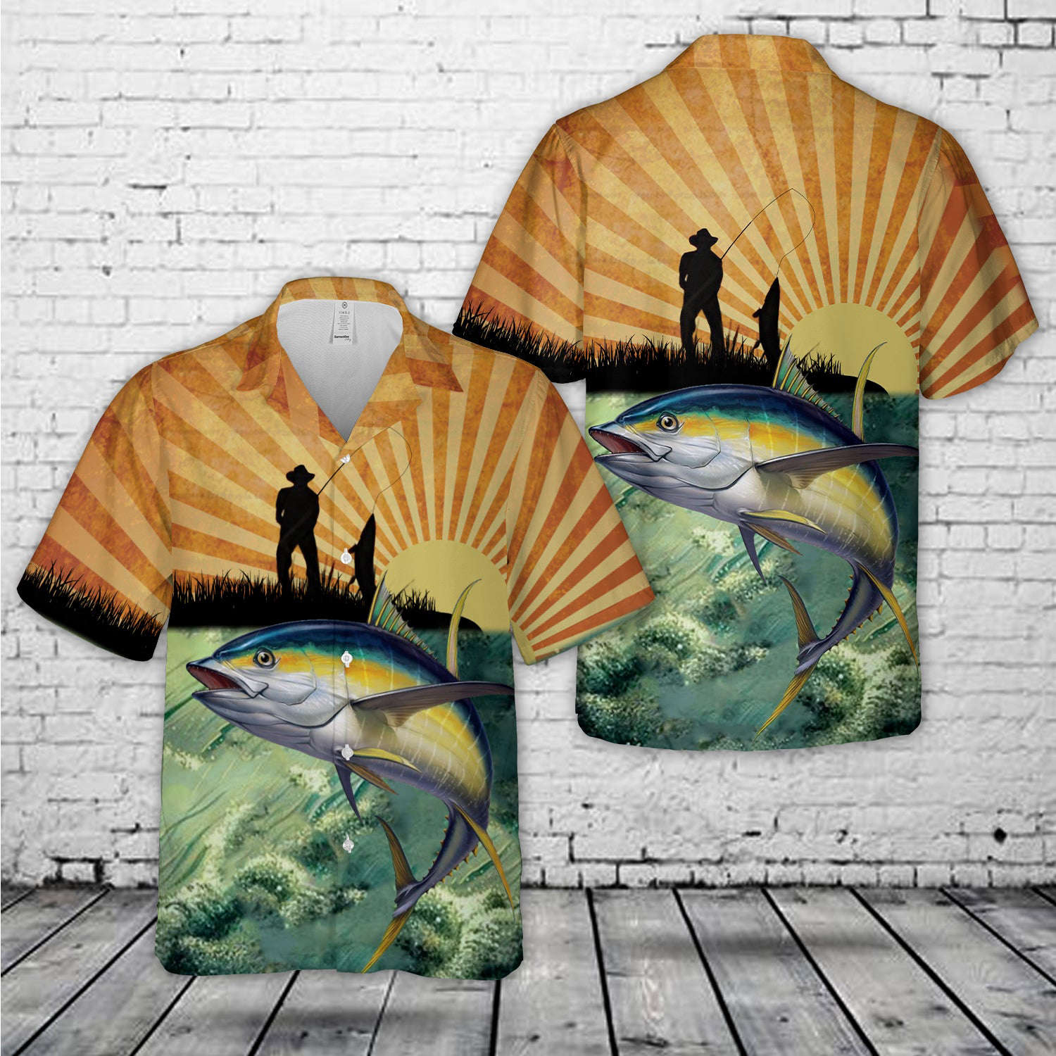 Tuna Fishing Retro Hawaiian Shirt Gift for Men Dad Father Gift for Men Dad Father