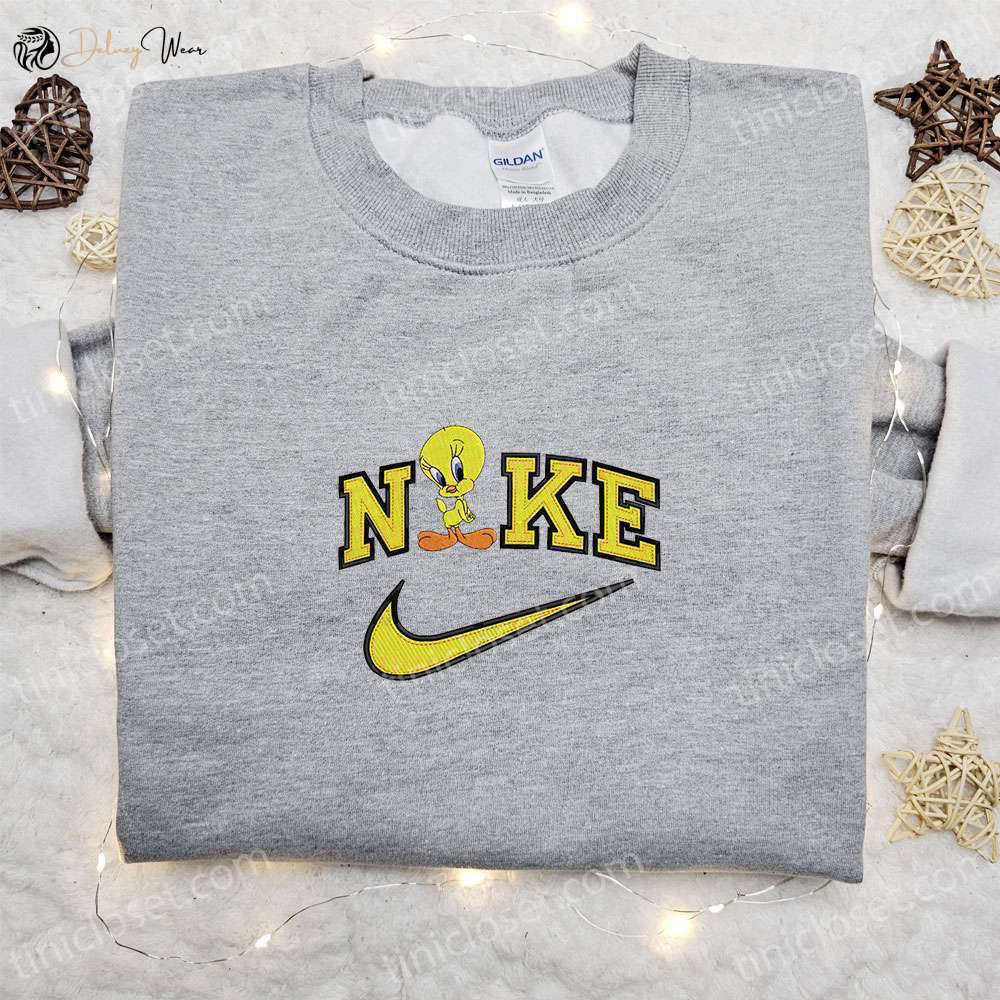 Tweety x Nike Cartoon Embroidered Sweatshirt & Disney Characters Shirt: Top Family Gift Ideas