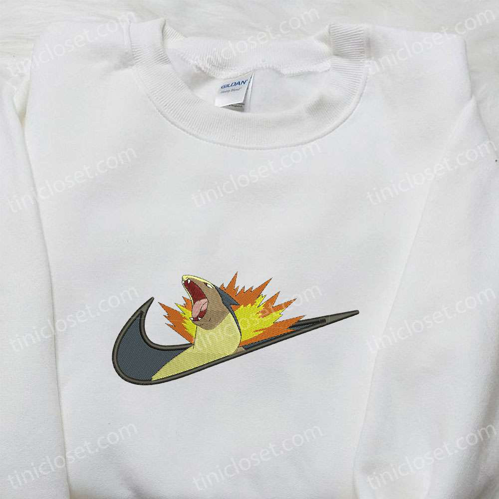 Typhlosion x Swoosh Anime Embroidered Hoodie – Cool Anime Clothing & Best Family Gift Ideas