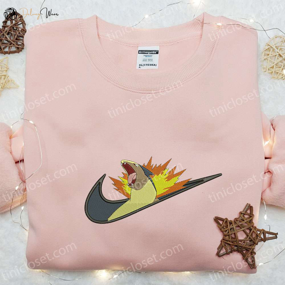 Typhlosion x Swoosh Anime Embroidered Hoodie – Cool Anime Clothing & Best Family Gift Ideas