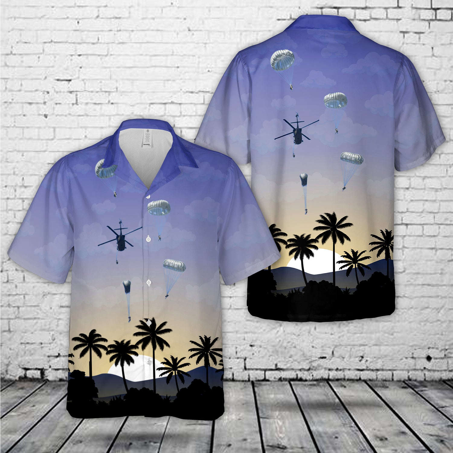 U.S. Army Paratroopers Jump Out Of A UH-60 Black Hawk Hawaiian Shirt Gift for Men Dad Father Gift for Men Dad Father