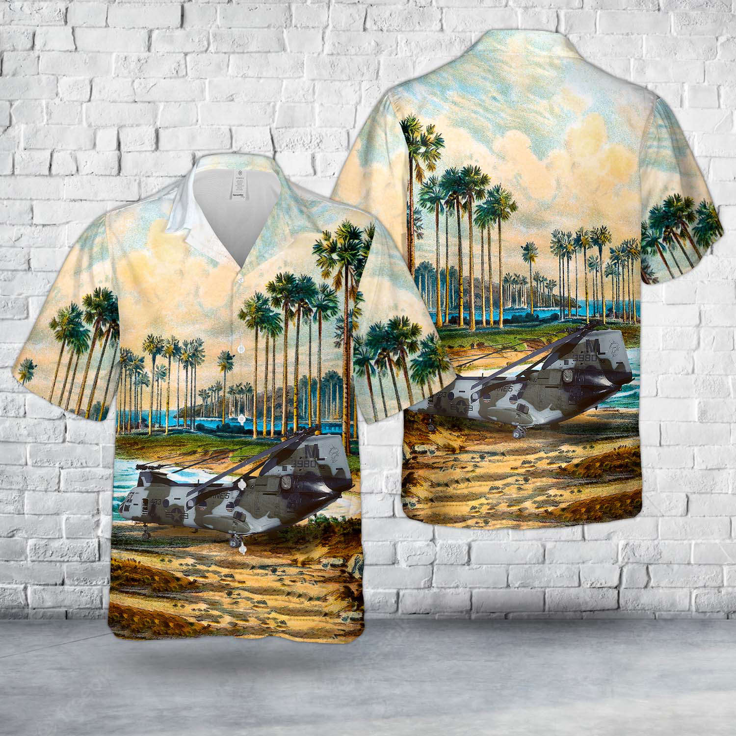 U.S. Marine Corps Boeing Vertol CH-46E Sea Knight (107-II) Hawaiian Shirt Gift for Men Dad Father Gift for Men Dad Father