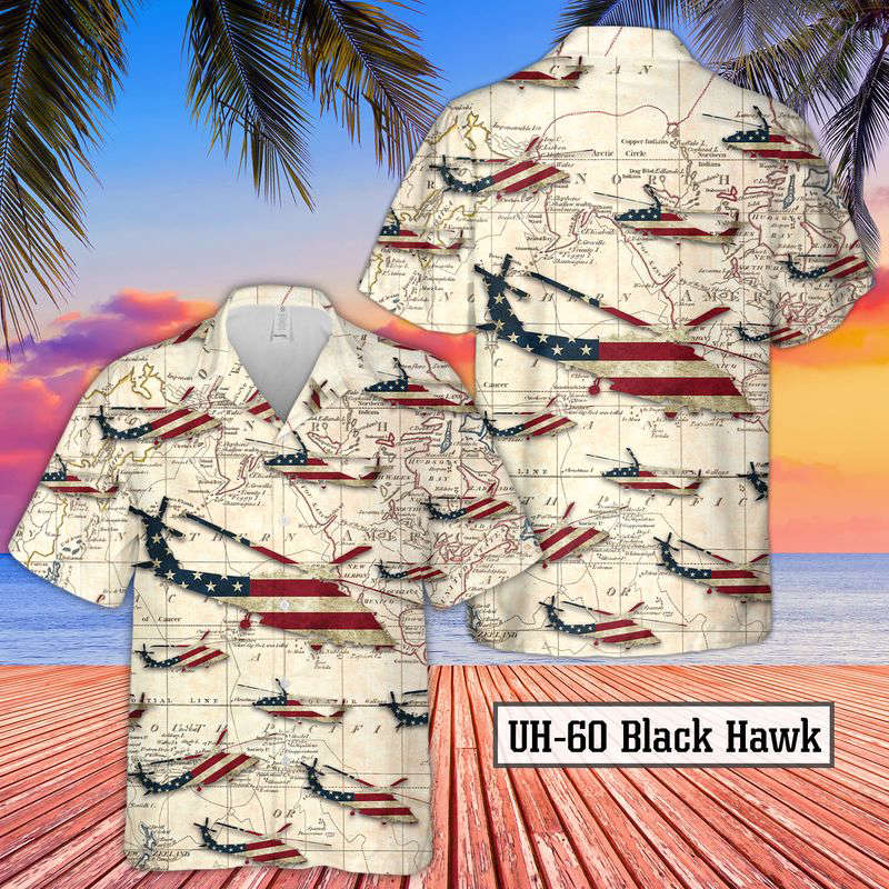 UH-60 Black Hawk Helicopter Hawaiian Shirt Gift for Men Dad Father Gift for Men Dad Father