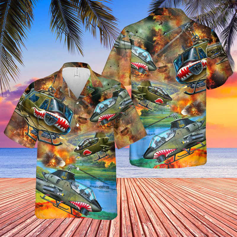 United States Army Huey Cobra Helicopter Hawaiian Shirt Gift for Men Dad Father Gift for Men Dad Father