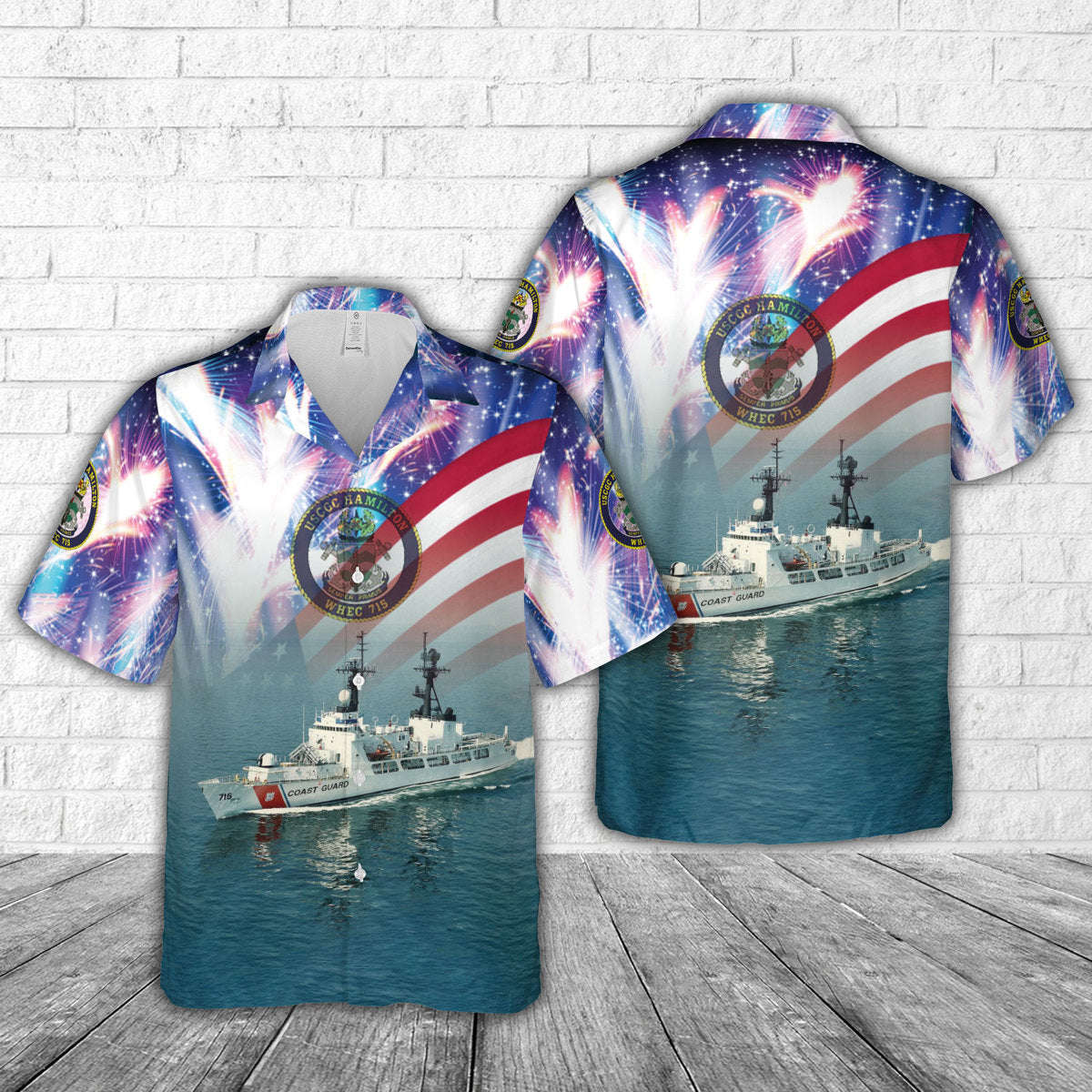 United States Coast Guard high endurance cutter USCGC Hamilton (WHEC-715), 4th Of July Hawaiian Shirt Gift for Men Dad Father Gift for Men Dad Father
