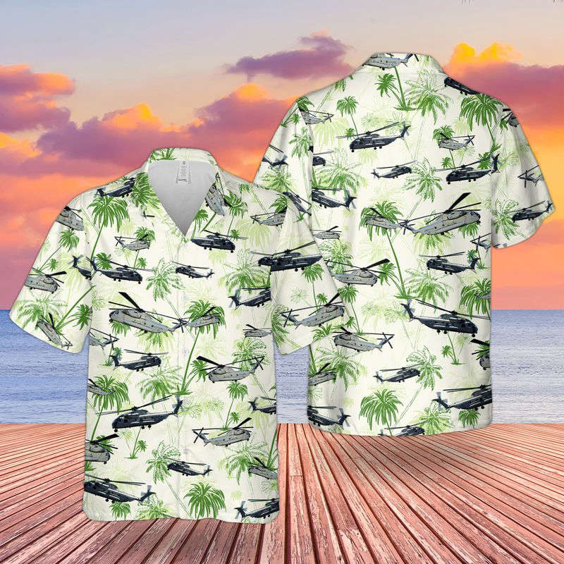 United States Marine Corps CH-53D Helicopter Hawaiian Shirt Gift for Men Dad Father Gift for Men Dad Father