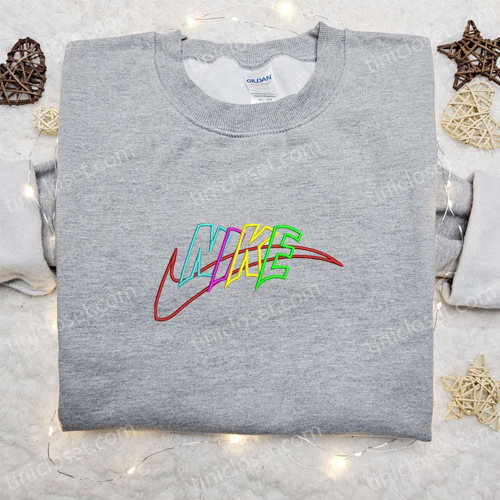 Colorful Nike Embroidered Hoodie & Shirt: Perfect Family Gift Ideas