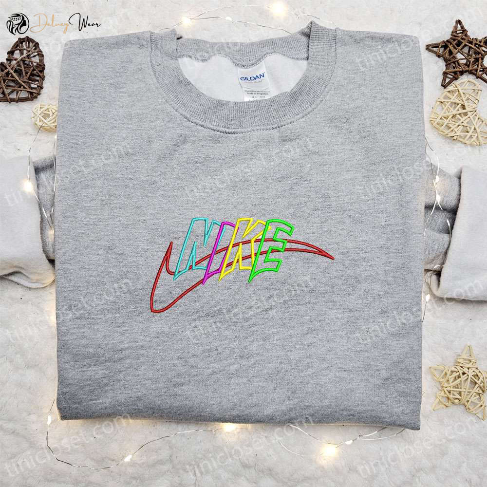 Colorful Nike Embroidered Hoodie & Shirt: Perfect Family Gift Ideas