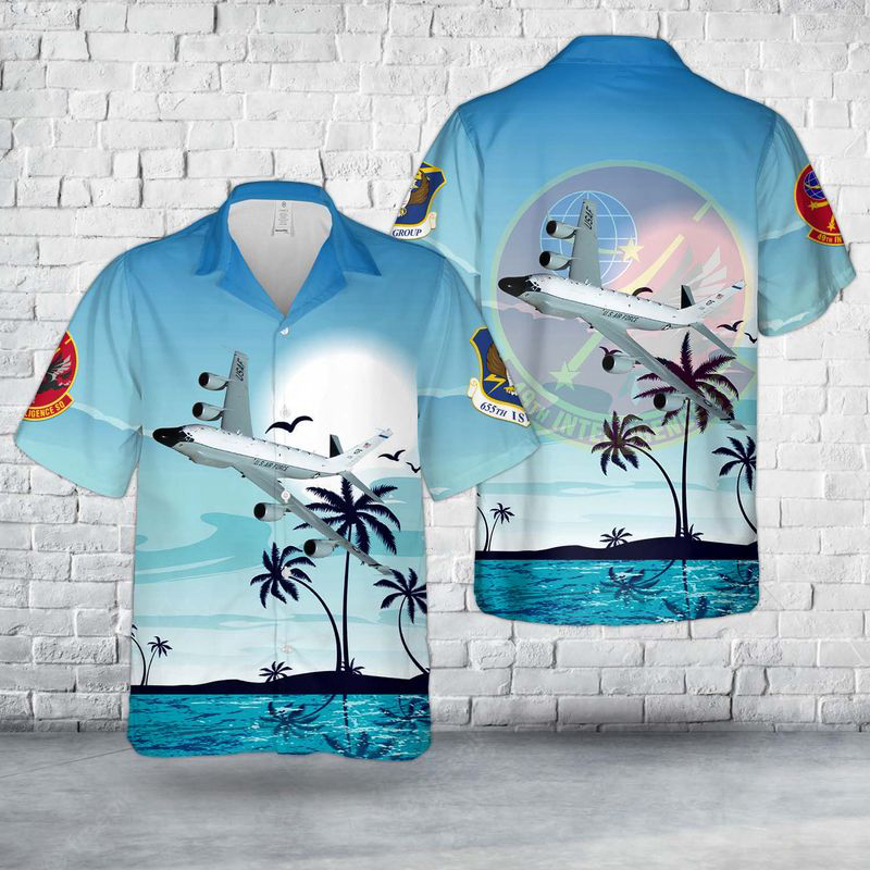US Air Force 49th Intelligence Squadron RC-135 Hawaiian Shirt Gift for Men Dad Father Gift for Men Dad Father