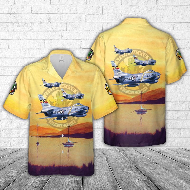 US Air Force 512th Fighter Squadron F-86D Sabre Hawaiian Shirt Gift for Men Dad Father Gift for Men Dad Father