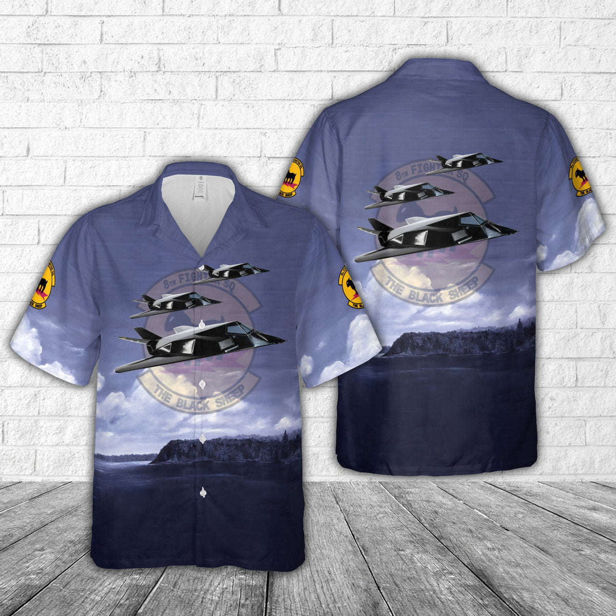 US Air Force 8th Fighter Squadron F-117 Nighthawk Hawaiian Shirt Gift for Men Dad Father Gift for Men Dad Father