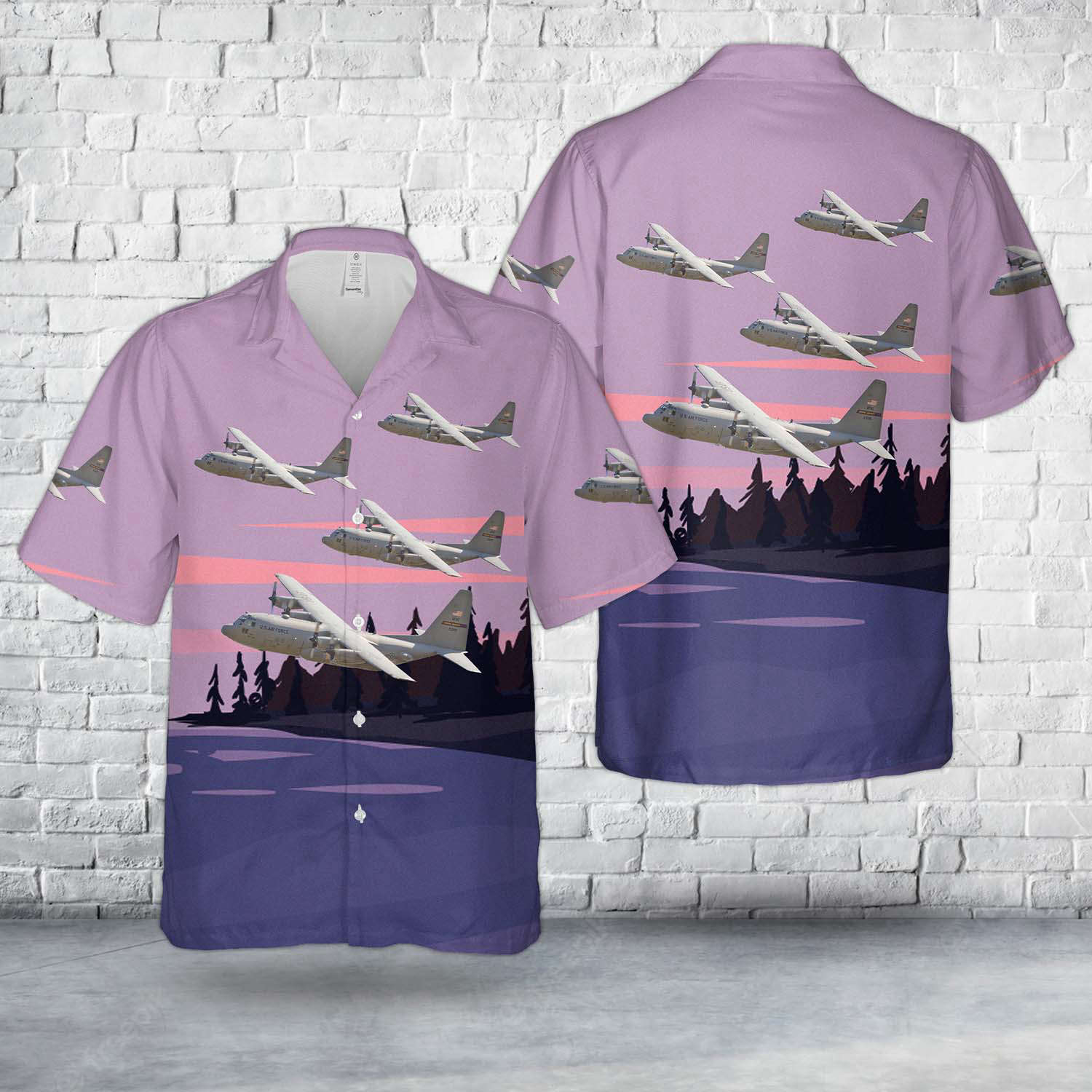 US Air Force 96th Airlift Squadron Minnesota Flying Vikings Lockheed C-130 Hercules Hawaiian Shirt Gift for Men Dad Father Gift for Men Dad Father
