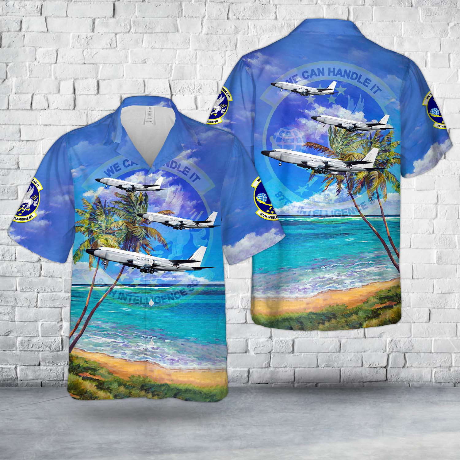 US Air Force 97th Intelligence Squadron Boeing RC-135V Rivet Joint Hawaiian Shirt Gift for Men Dad Father Gift for Men Dad Father