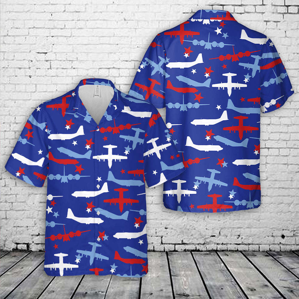 US Air Force C-130 Hercules, 4th of July Seamless Hawaiian Shirt Gift for Men Dad Father Gift for Men Dad Father
