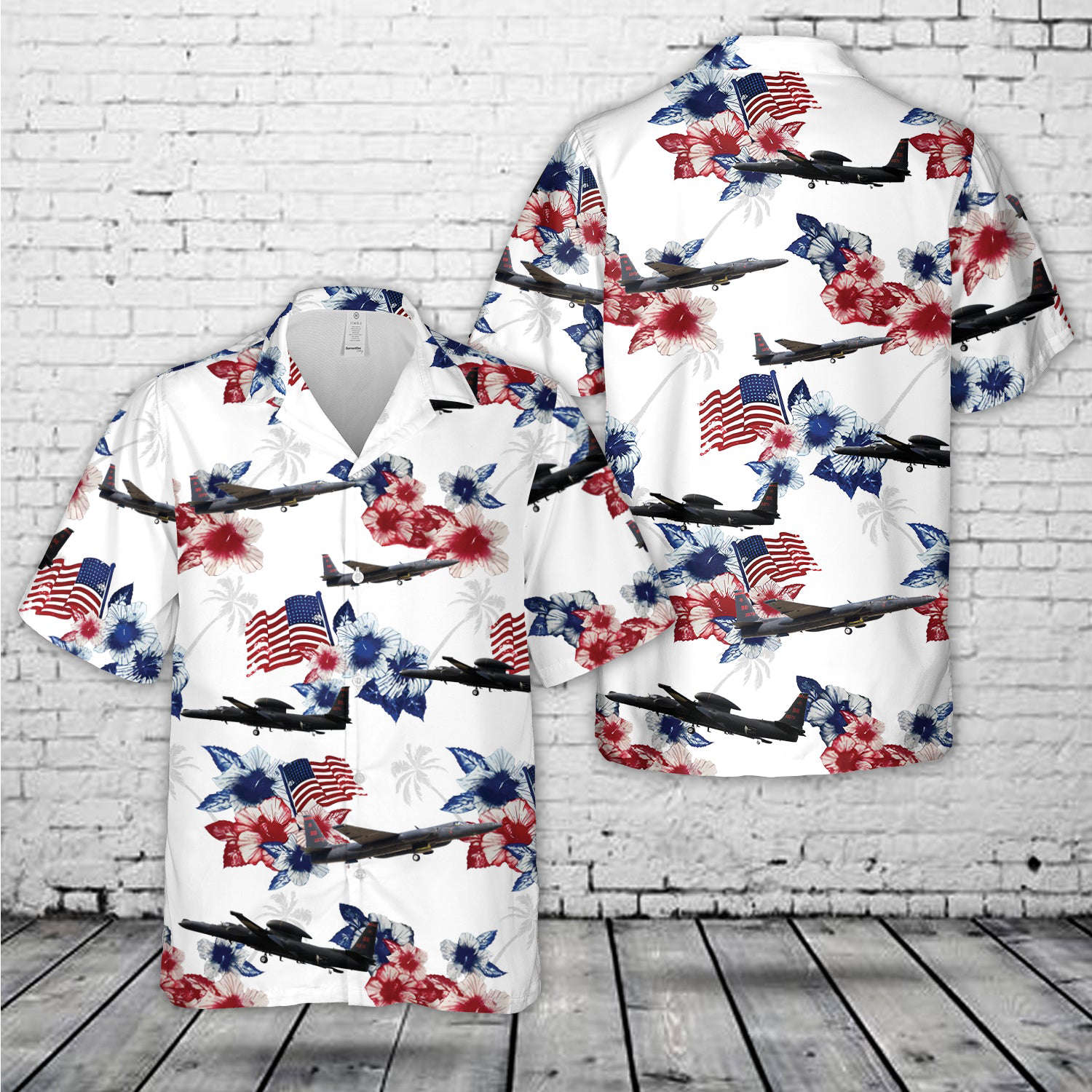 US Air Force Lockheed U-2S Dragon Lady Red White Blue Flag Floral Hawaiian Shirt Gift for Men Dad Father Gift for Men Dad Father