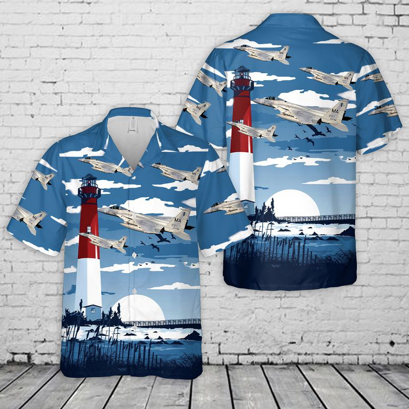 US Air Force Massachusetts Air National Guard 102nd Fighter Wing F-15 Eagles Hawaiian Shirt Gift for Men Dad Father Gift for Men Dad Father