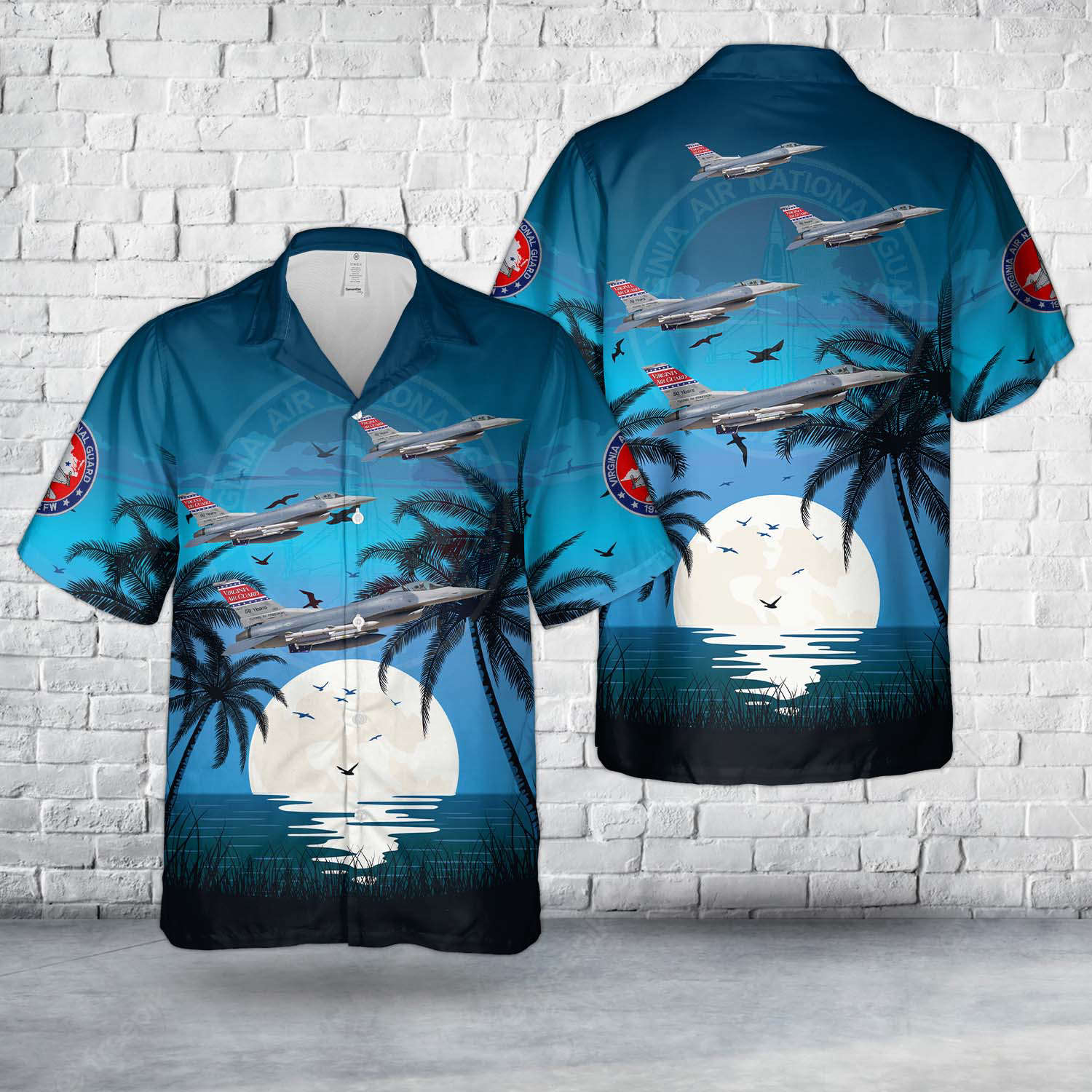 US Air Force Virginia Air National Guard 192nd Wing (192 WG) F-16C Fighting Falcon Hawaiian Shirt Gift for Men Dad Father Gift for Men Dad Father
