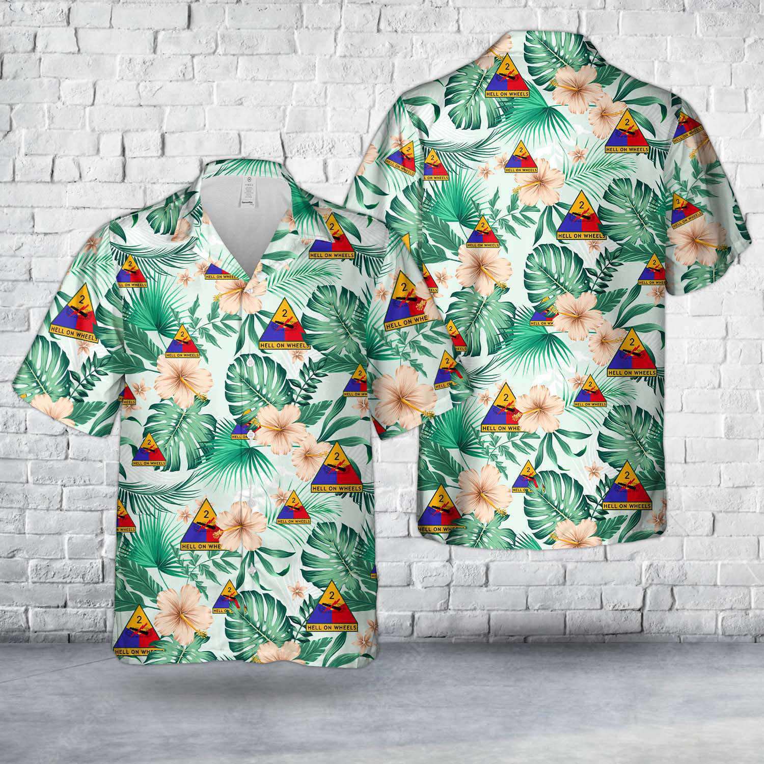 US Army 2nd Armored Division “Hell on Wheels” Hawaiian Shirt Gift for Men Dad Father Gift for Men Dad Father