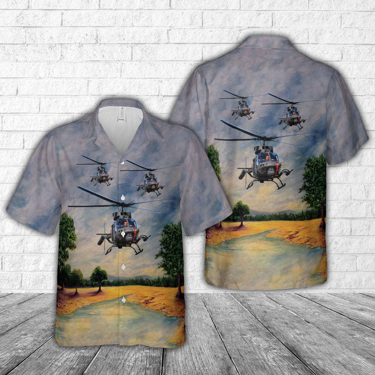 US Army Bell Helicopter OH-58F Hawaiian Shirt Gift for Men Dad Father Gift for Men Dad Father