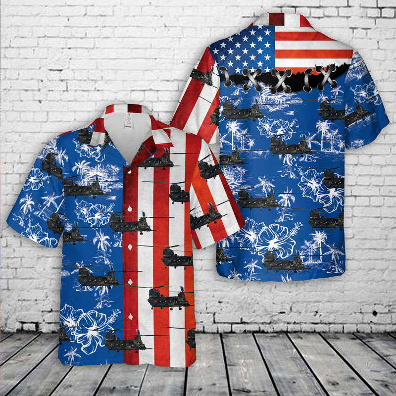 US Army Boeing MH-47/G “Beast” Chinook 160th SOAR “Night Stalkers”, 4th Of July Hawaiian Shirt Gift for Men Dad Father Gift for Men Dad Father