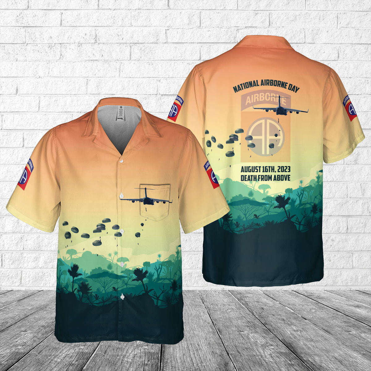 US Army National Airborne Day, 82nd Airborne Division Pocket Hawaiian Shirt Gift for Men Dad Father Gift for Men Dad Father